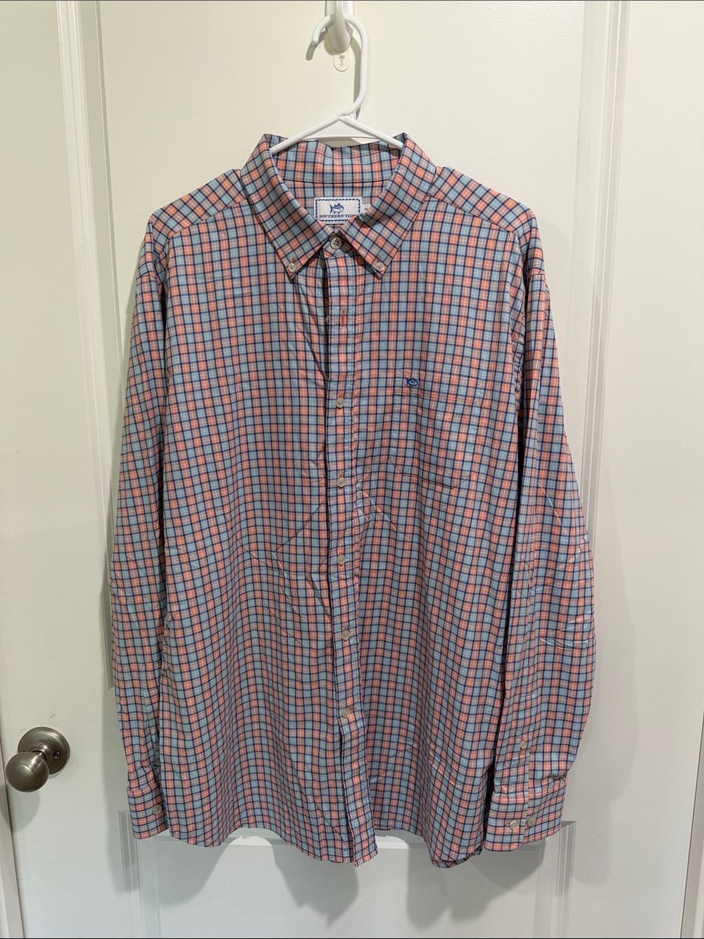 Southern Tide Pink and Blue Plaid Button-Down Shirt